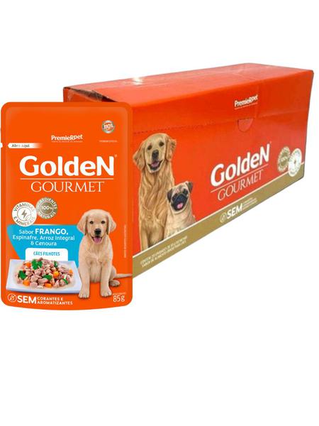 Sache Golden Gourmet Cães Filhotes Frango 85g  Caixa 20 unds