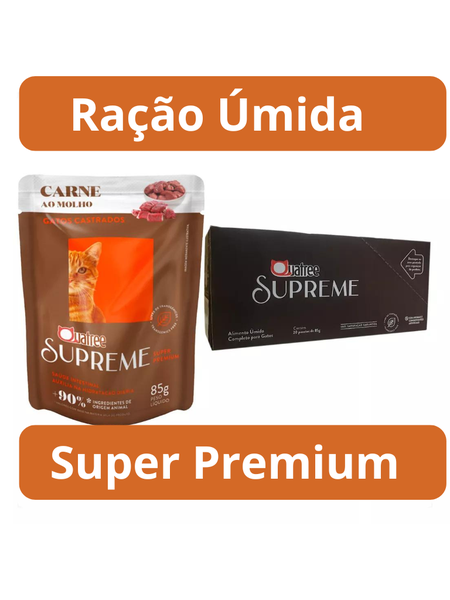 Sache Quatree Supreme Gatos Castrados Carne 85g Cx. 20 Unidades