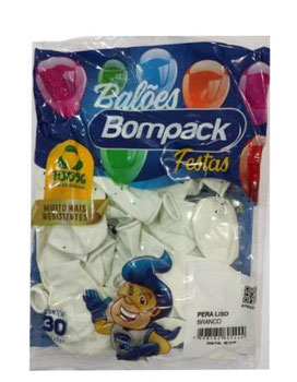 BALAO LISO N09 BOMPACK PCT 30UN BRANCO