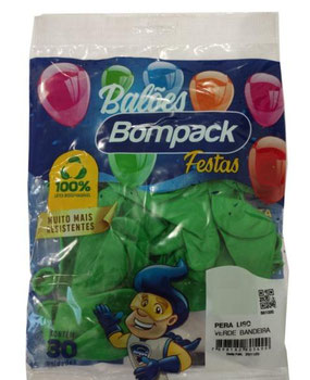 BALAO LISO N09 BOMPACK PCT 30UN VERDE BANDEIRA