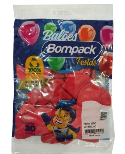 BALAO LISO N09 BOMPACK PCT 30UN VERMELHO
