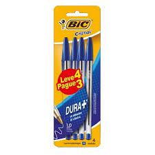 CANETA BIC CRISTAL AZUL PCT 4UN 