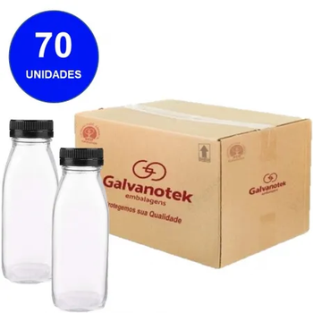 GARRAFA PET TRANSP 0200ML G-3520 TP PRETA PCT 70UN 