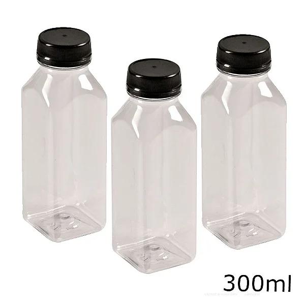 GARRAFA PET TRANSP 0300ML TP PRETA FD 100UN 