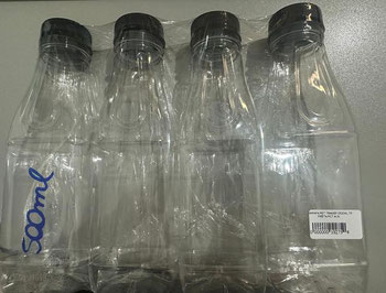 GARRAFA PET TRANSP 0500ML TP PRETA PCT 4UN 