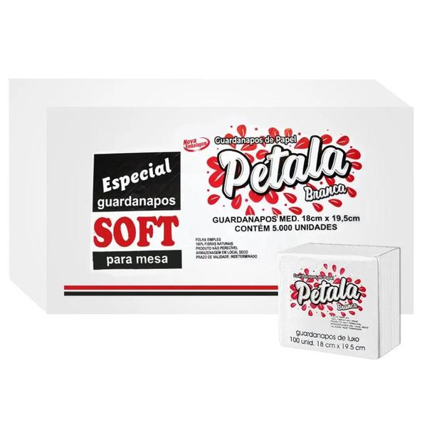 GUARDANAPO PAPEL PETALA 18X19.5 PCT 100UN (FD 50X100UN)