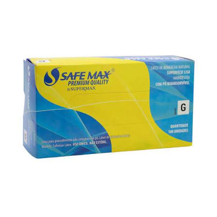 LUVA LATEX COM PO SAFEMAX CX 100UN GRANDE