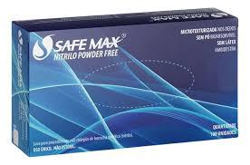 LUVA NITRILICA AZUL SAFEMAX SEM PO CX 100UN MEDIA