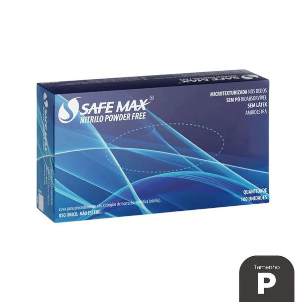 LUVA NITRILICA AZUL SAFEMAX SEM PO CX 100UN PEQUENA