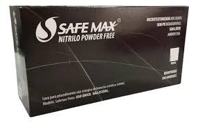 LUVA NITRILICA PRETA SAFEMAX CX 100UN GG 