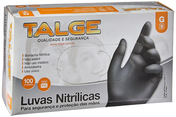 LUVA NITRILICA PRETA TALGE CX 100UN GRANDE 