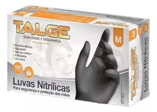 LUVA NITRILICA PRETA TALGE CX 100UN MEDIA 
