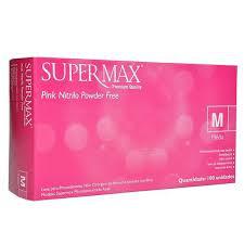 LUVA NITRILICA ROSA SAFEMAX CX 100UN MEDIA
