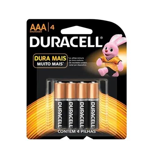 PILHA AAA PALITO DURACELL 4 UNID 
