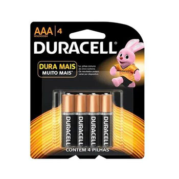 PILHA AAA PALITO DURACELL 4 UNID 