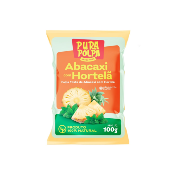 POLPA FRUTA PURA POLPA PCT 100GR ABACAXI E HORTELA