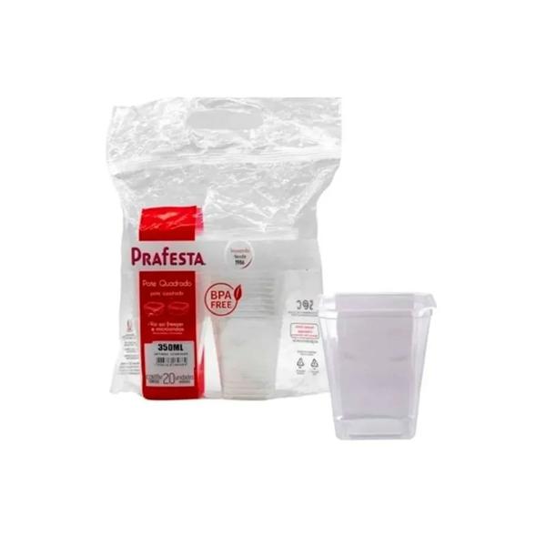 POTE QUADRADO 0350ML PRAFESTA PCT 20UN 