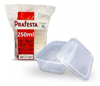 POTE RETANGULAR 0250ML PRAFESTA PCT 24UN 