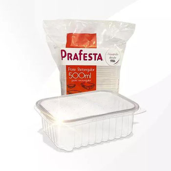 POTE RETANGULAR 0500ML PRAFESTA PCT 24UN 