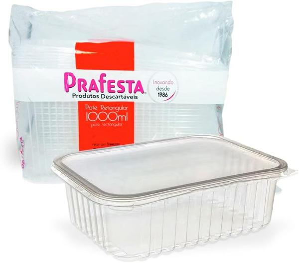 POTE RETANGULAR 1.000ML PRAFESTA PCT 24UN 