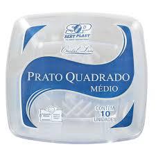 PRATO QUADRADO MED CRISTAL SERTPLAST 10 UN 