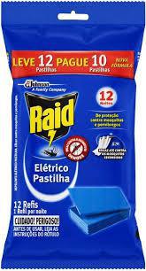 REPELENTE ELETRICO PASTILHA RAID REFIL 12UN LV12 PG10