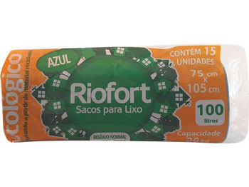 SACO LIXO AZUL 100 LT RIOFORT BOB 15UN 