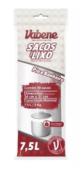 SACO LIXO BRANCO BANHEIRO VABENE PCT 50UN 