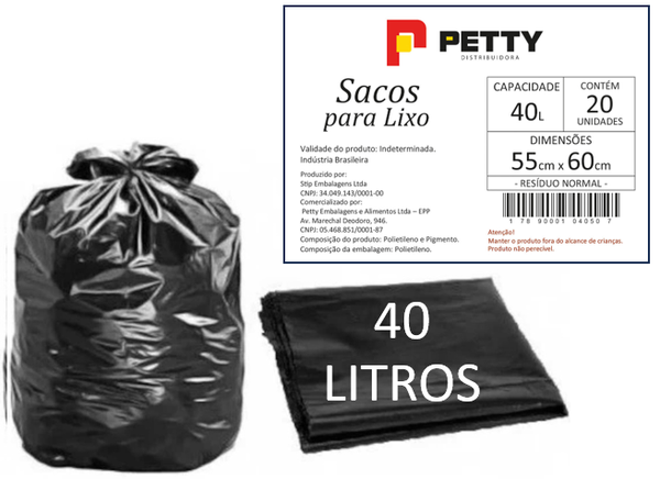 SACO LIXO PRETO 040LT PETTY PCT 20UN 