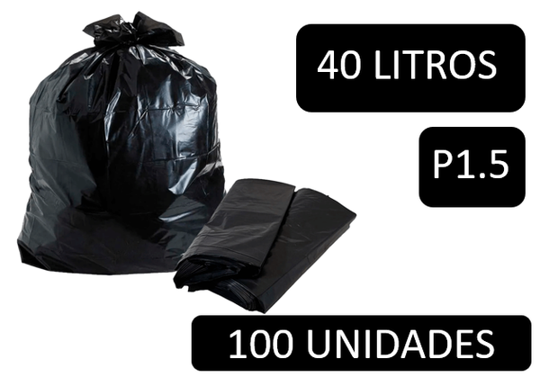 SACO LIXO PRETO 040LT P1.5 PCT 100UN 