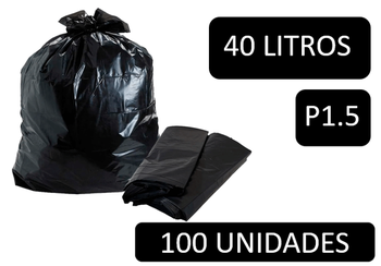 SACO LIXO PRETO 040LT STIP P1.5 PCT 100UN 