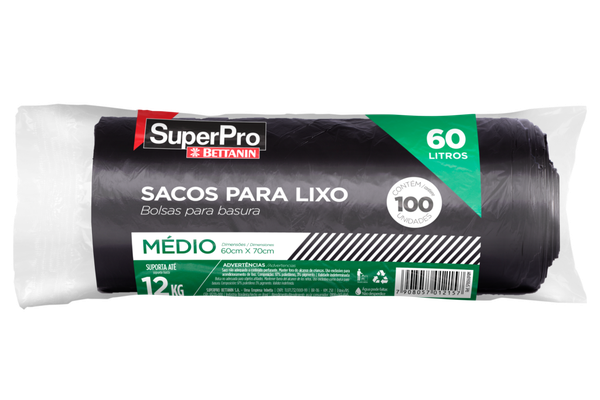 SACO LIXO PRETO 060LT BETTANIN BOB 100UN 