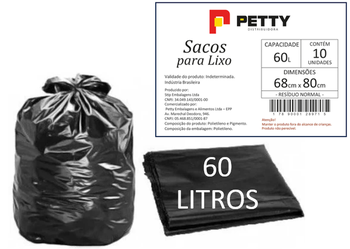 SACO LIXO PRETO 060LT PETTY PCT 10UN 