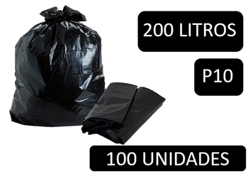 SACO LIXO PRETO 200LT STIP P10 PCT 100UN 