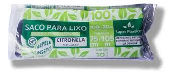 SACO LIXO VERDE CITRONELA 100LT PRATICO BOB 10UN 