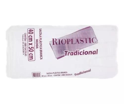 SACOLA PLASTICA 40X50 RIOPLASTIC BRANCA PCT 1.000UN 