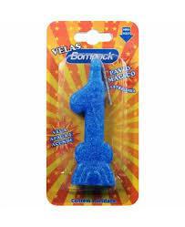 VELA ANIVERSARIO BOMPACK NUMERO 1 AZUL