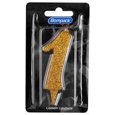 VELA ANIVERSARIO BOMPACK NUMERO 1 DOURADA