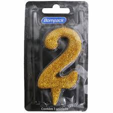 VELA ANIVERSARIO BOMPACK NUMERO 2 DOURADA