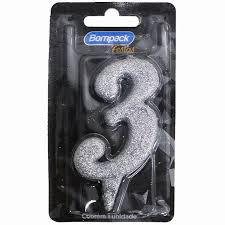 VELA ANIVERSARIO BOMPACK NUMERO 3 PRATA