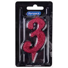 VELA ANIVERSARIO BOMPACK NUMERO 3 ROSA