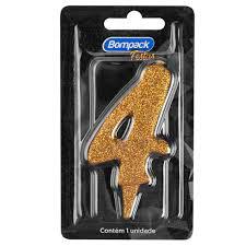 VELA ANIVERSARIO BOMPACK NUMERO 4 DOURADA