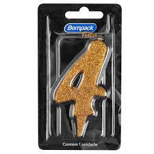 VELA ANIVERSARIO BOMPACK NUMERO 4 DOURADA