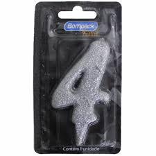 VELA ANIVERSARIO BOMPACK NUMERO 4 PRATA