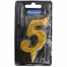 VELA ANIVERSARIO BOMPACK NUMERO 5 DOURADA