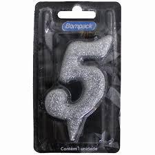 VELA ANIVERSARIO BOMPACK NUMERO 5 PRATA