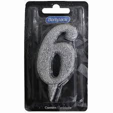 VELA ANIVERSARIO BOMPACK NUMERO 6 PRATA