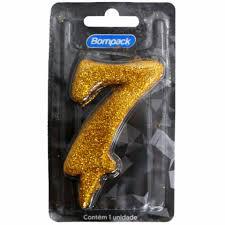 VELA ANIVERSARIO BOMPACK NUMERO 7 DOURADA