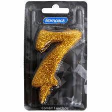 VELA ANIVERSARIO BOMPACK NUMERO 7 DOURADA