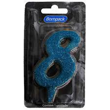 VELA ANIVERSARIO BOMPACK NUMERO 8 AZUL